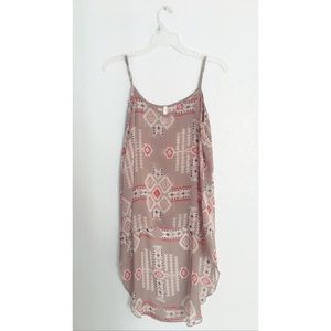 Sheer Aztec High Low Camisole Top